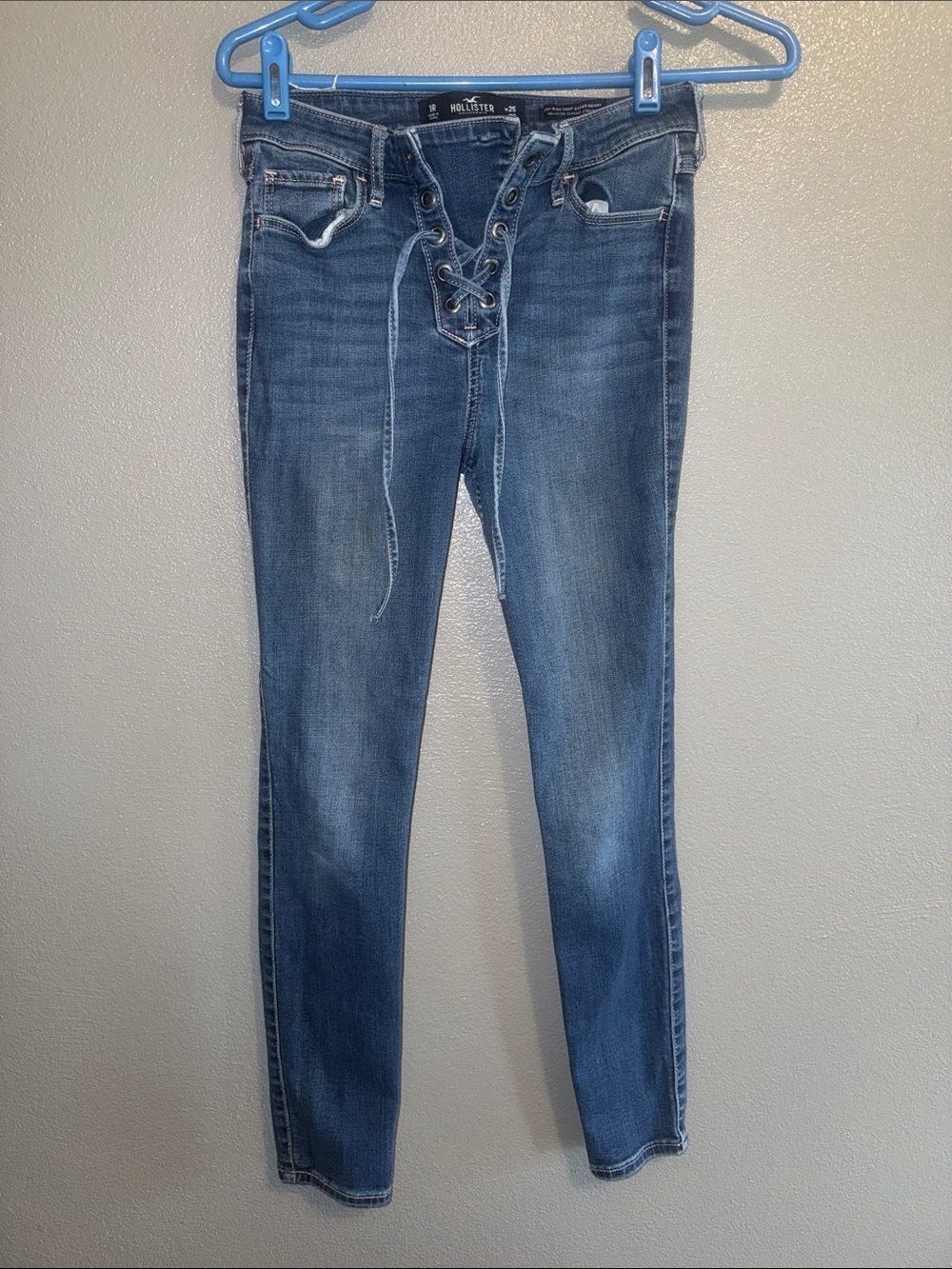 Hollister Medium Blue Lace-Up Skinny Jeans